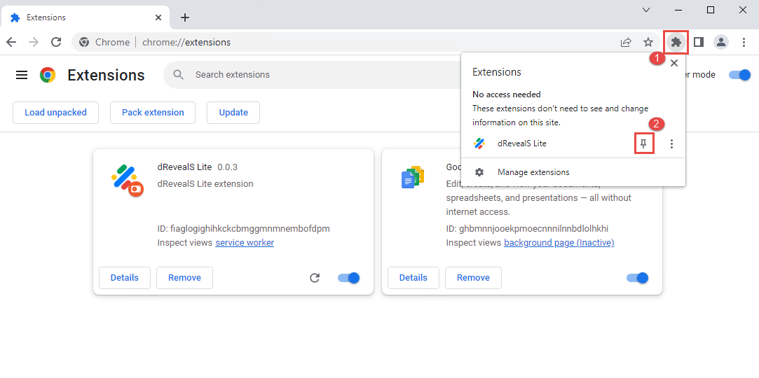 pin extension dreveal lite